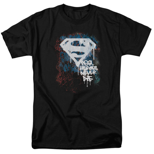 DC Comics - Superman - Real Heroes Never Die - Adult Unisex T-Shirt - Black