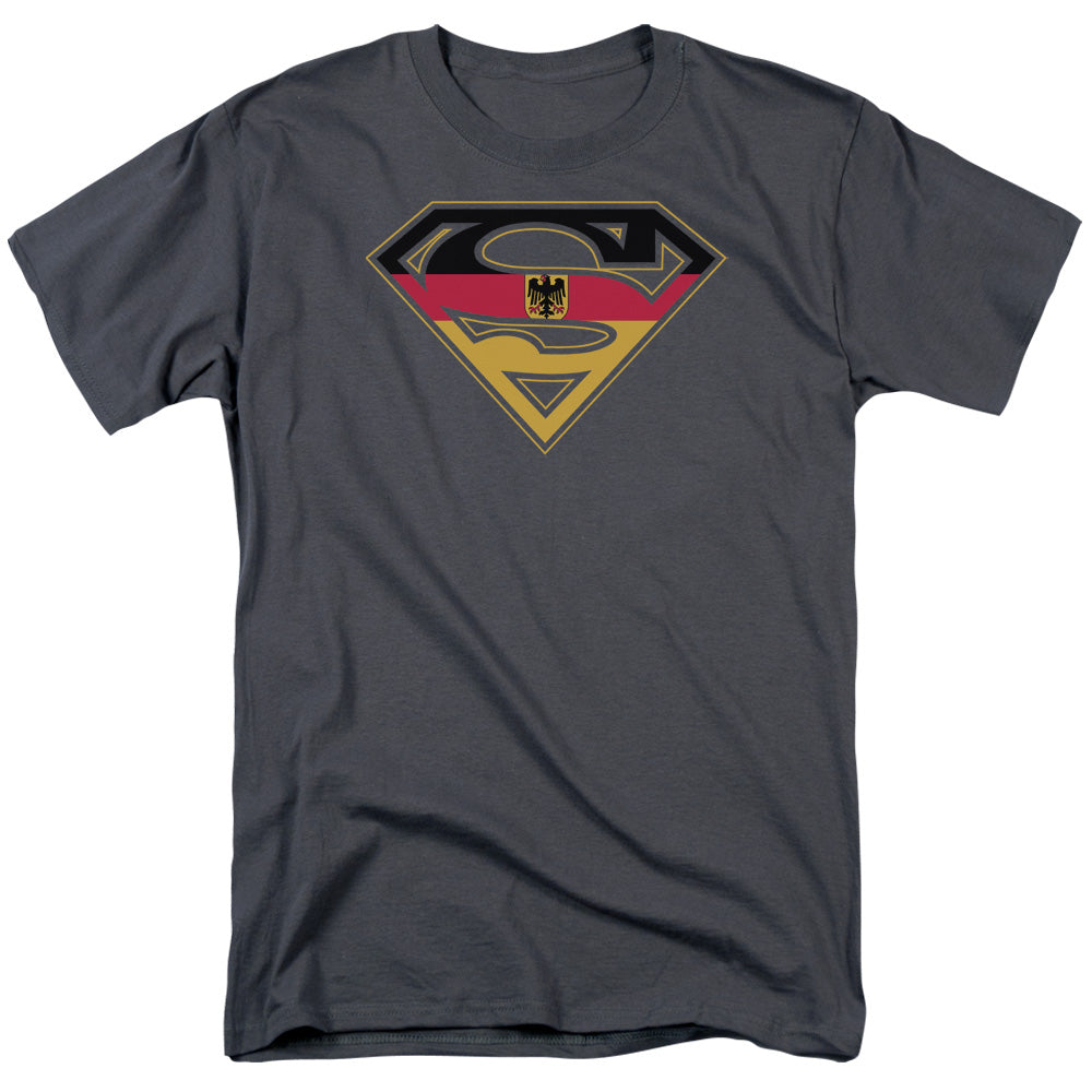 DC Comics - Superman - German Shield - Adult Unisex Short Sleeve T-Shirt - Gray