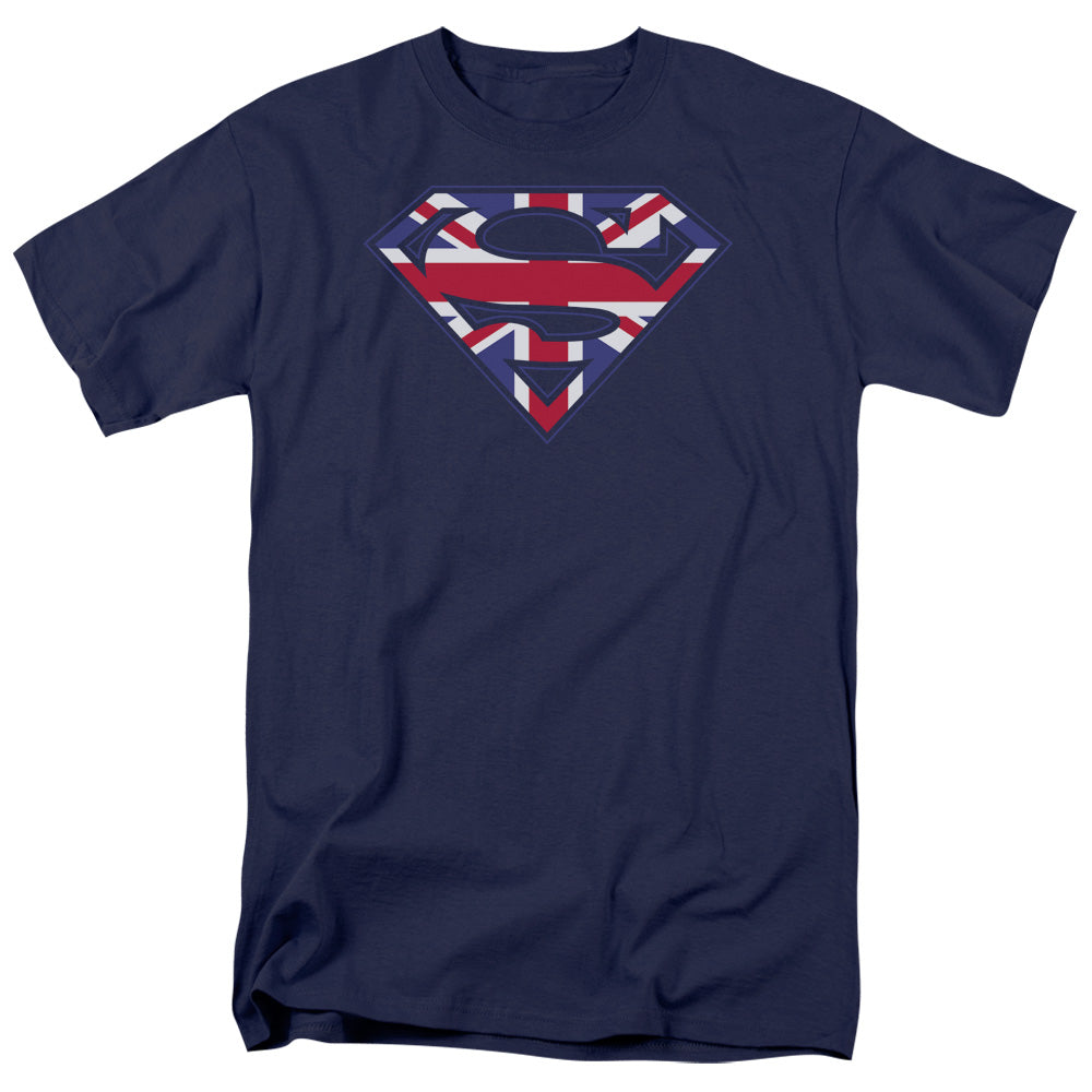DC Comics - Superman - Great Britian Shield - Adult Unisex T-Shirt - Blue
