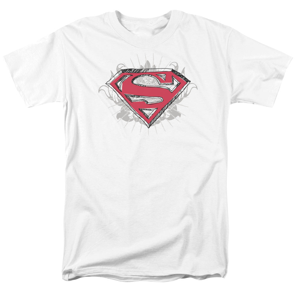 DC Comics - Superman - Hastily Drawn Shield - Adult Unisex T-Shirt - White