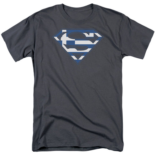 DC Comics - Superman - Greek Shield - Adult Unisex Short Sleeve T-Shirt - Gray