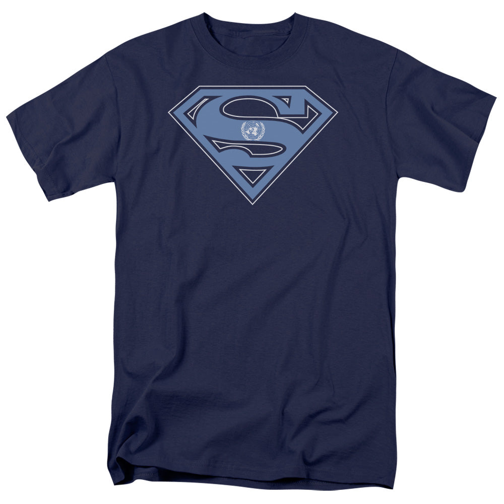DC Comics - Superman - U N Shield - Adult Unisex Short Sleeve T-Shirt - Blue