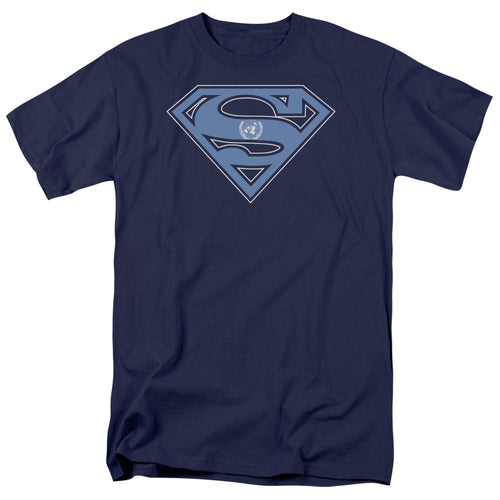 DC Comics - Superman - U N Shield - Adult Unisex Short Sleeve T-Shirt - Blue
