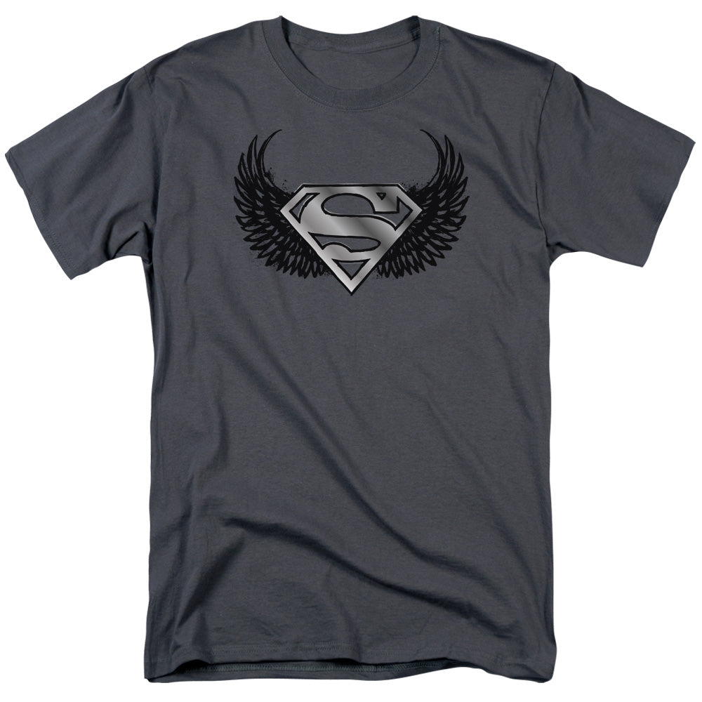 DC Comics - Superman - Dirty Wings - Adult Unisex Short Sleeve T-Shirt - Gray