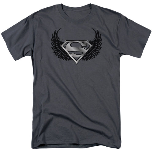 DC Comics - Superman - Dirty Wings - Adult Unisex Short Sleeve T-Shirt - Gray