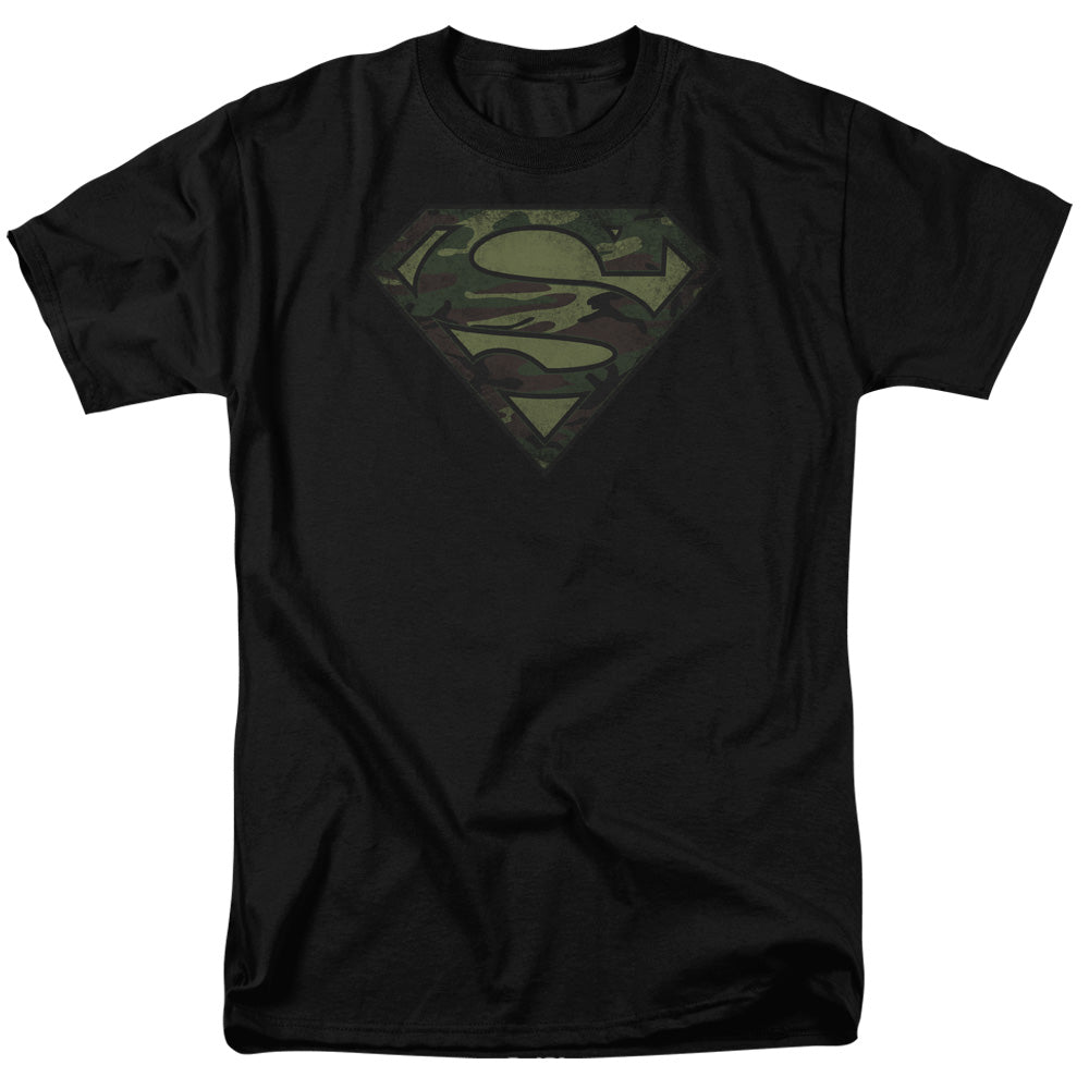 DC Comics - Superman - Camo Logo Distressed - Adult Unisex T-Shirt - Black