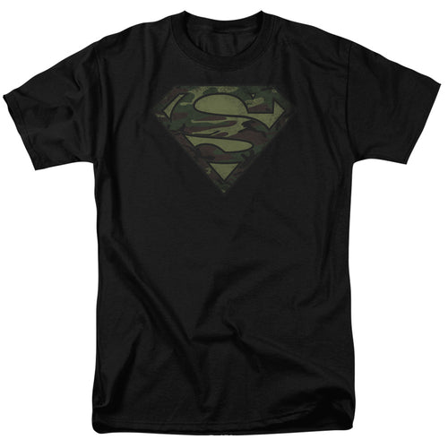 DC Comics - Superman - Camo Logo Distressed - Adult Unisex T-Shirt - Black