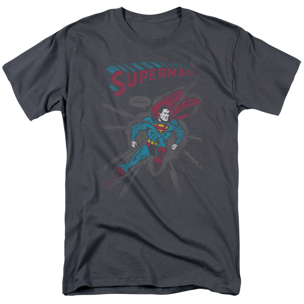 DC Comics - Superman - It Tickles - Adult Unisex Short Sleeve T-Shirt - Gray