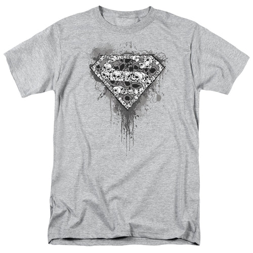DC Comics - Superman - Many Super Skulls - Adult Unisex T-Shirt - Gray