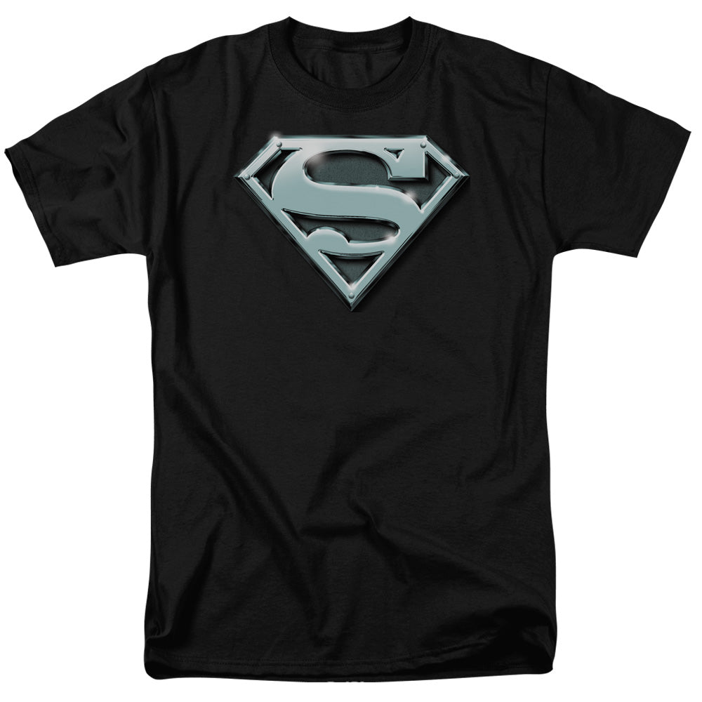 DC Comics - Superman - Chrome Shield - Adult Unisex Short Sleeve T-Shirt - Black