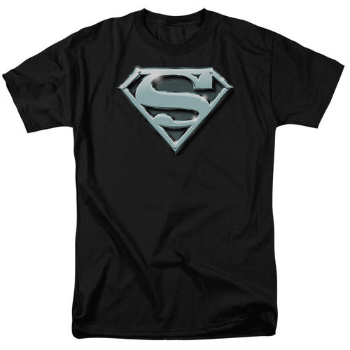 DC Comics - Superman - Chrome Shield - Adult Unisex Short Sleeve T-Shirt - Black