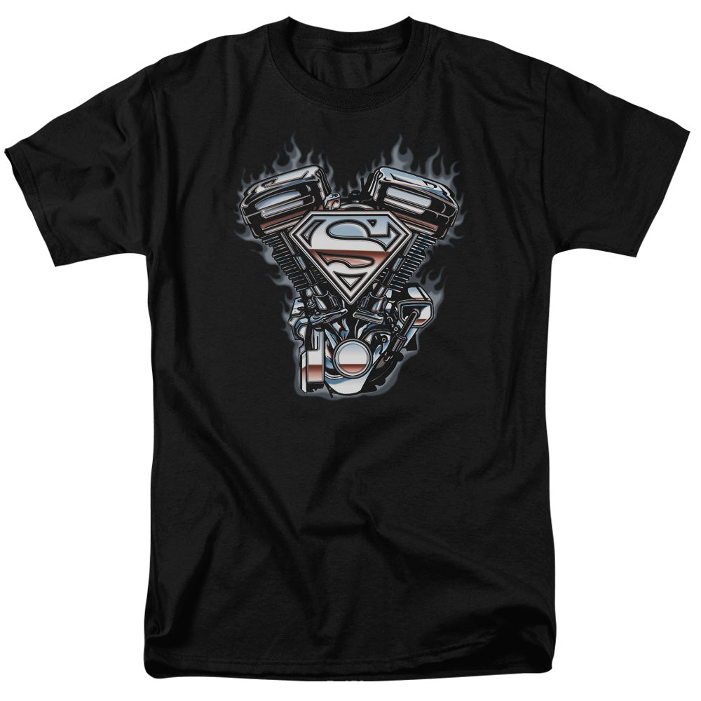 DC Comics - Superman - V Twin Logo - Adult Unisex Short Sleeve T-Shirt - Black