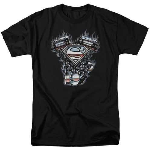 DC Comics - Superman - V Twin Logo - Adult Unisex Short Sleeve T-Shirt - Black
