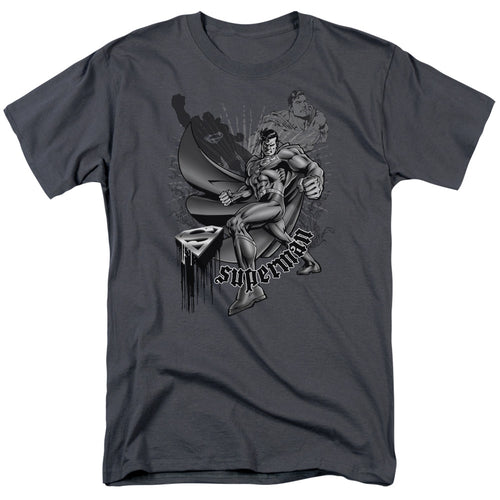 DC Comics - Superman - Fight And Flight - Adult Unisex T-Shirt - Gray