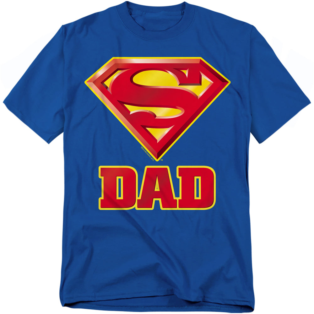 DC Comics - Superman - Super Dad - Adult Unisex Short Sleeve T-Shirt - Blue