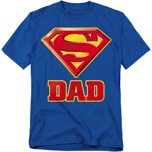 DC Comics - Superman - Super Dad - Adult Unisex Short Sleeve T-Shirt - Blue