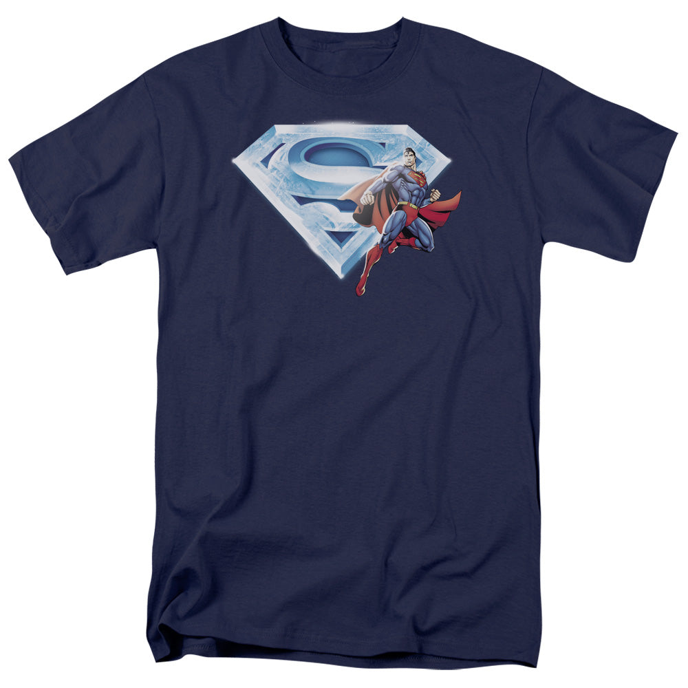 DC Comics - Superman - Superman & Crystal Logo - Adult Unisex T-Shirt - Blue