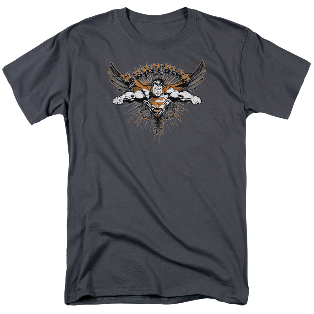 DC Comics - Superman - Take Wing - Adult Unisex Short Sleeve T-Shirt - Gray
