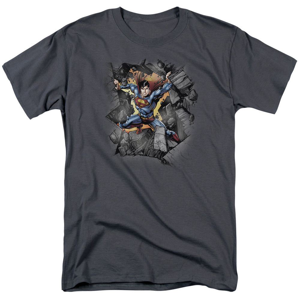 DC Comics - Superman - Break On Through - Adult Unisex T-Shirt - Gray