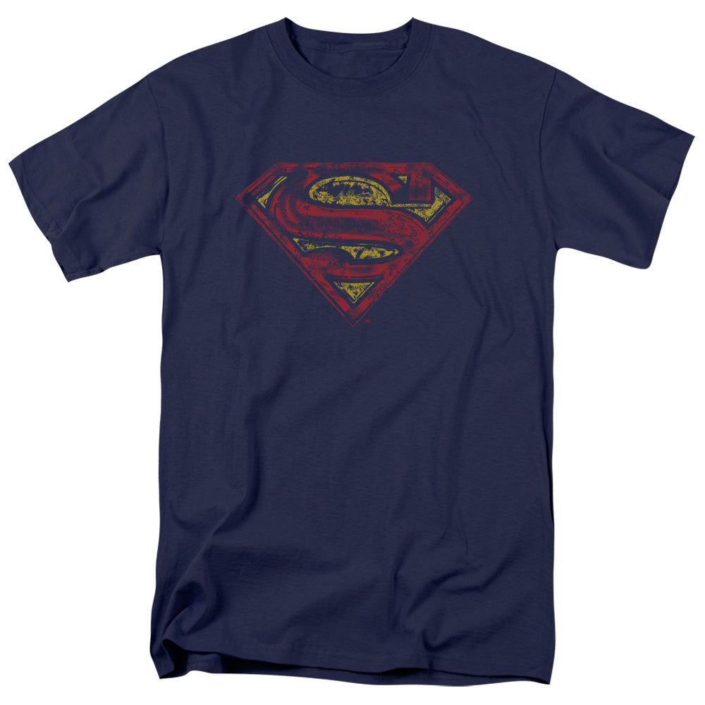 DC Comics - Superman - S Shield Rough - Adult Unisex Short Sleeve T-Shirt - Blue