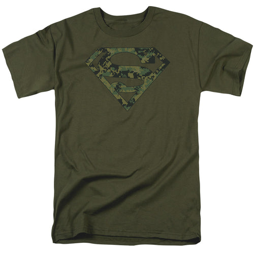 DC Comics - Superman - Marine Camo Shield - Adult Unisex T-Shirt - Green