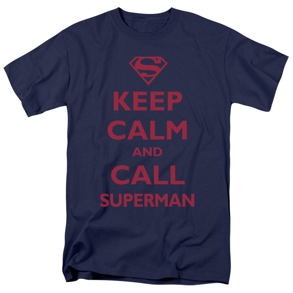 DC Comics - Superman - Call Superman - Adult Unisex Short Sleeve T-Shirt - Blue