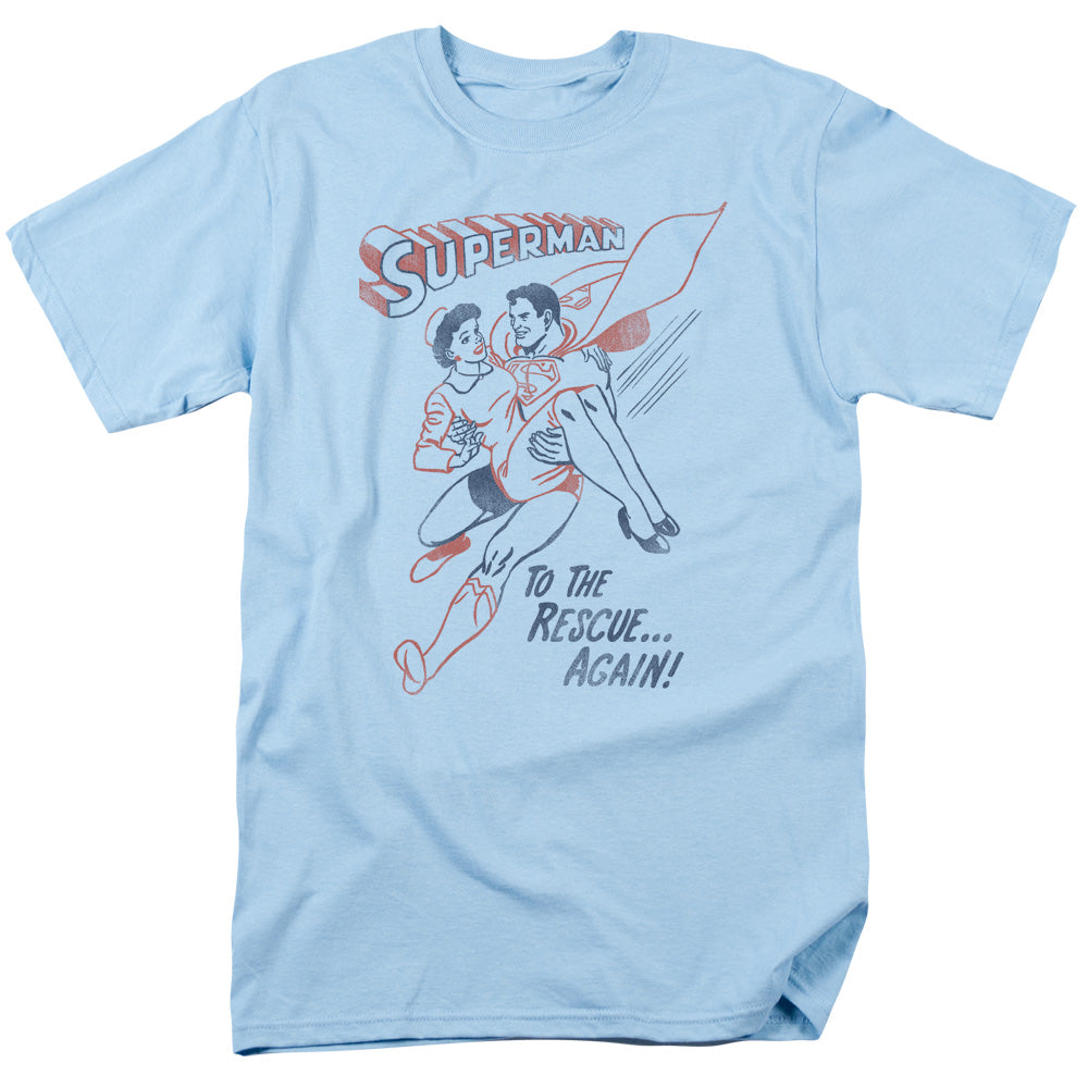 DC Comics - Superman - To The Rescue - Adult Unisex Short Sleeve T-Shirt - Blue