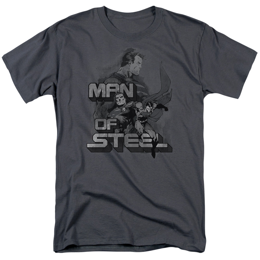 DC Comics - Superman - Steel Poses - Adult Unisex Short Sleeve T-Shirt - Gray