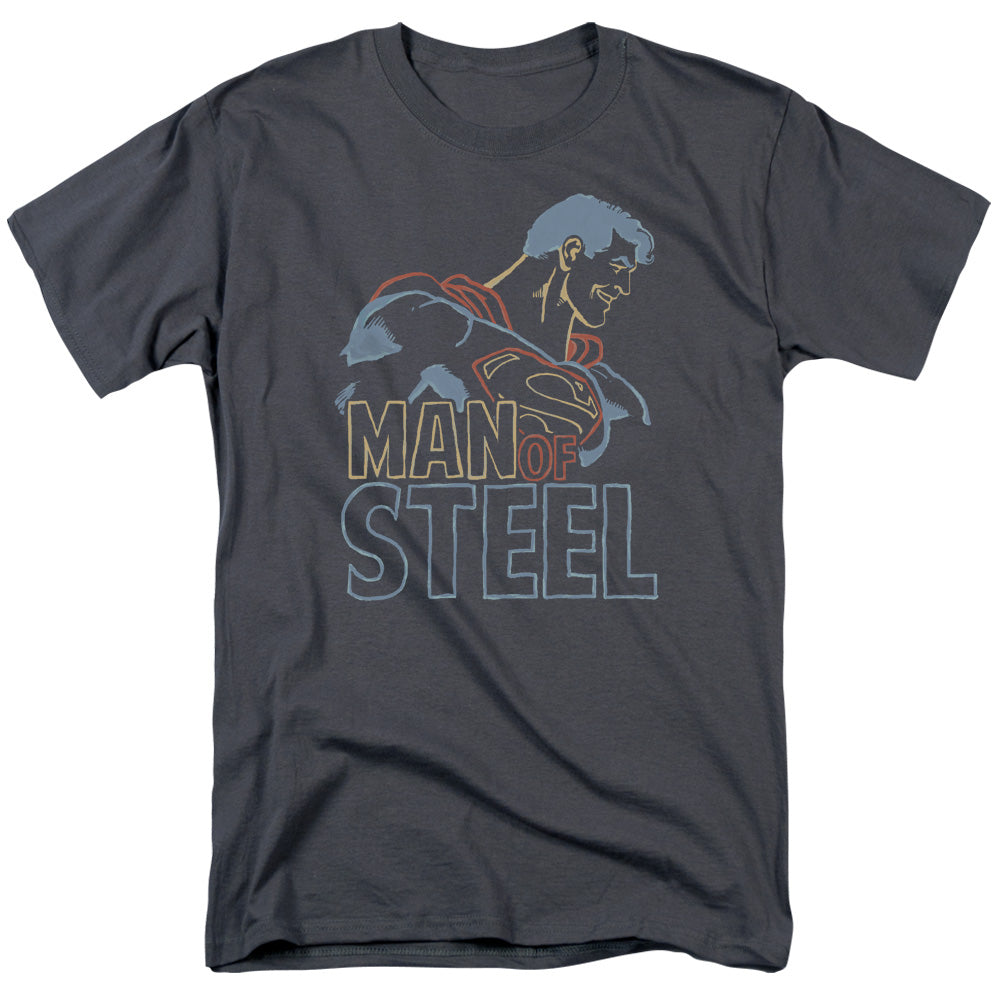 DC Comics - Superman - Colored Lines - Adult Unisex Short Sleeve T-Shirt - Gray
