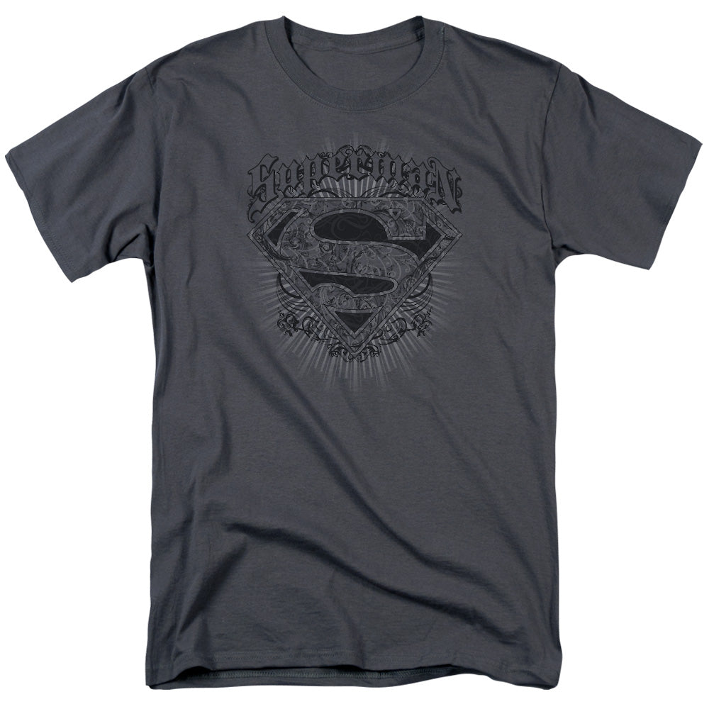 DC Comics - Superman - Scrolling Shield - Adult Unisex T-Shirt - Gray
