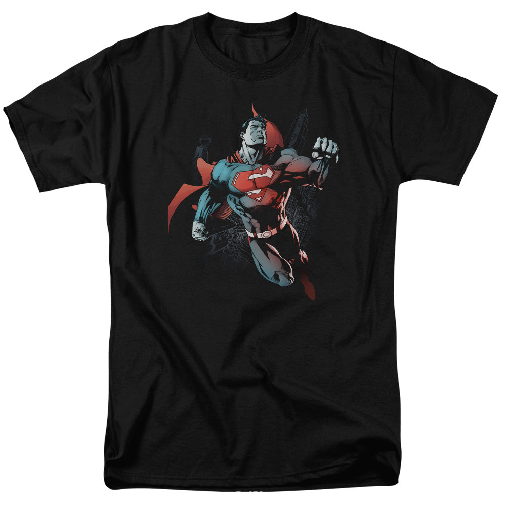DC Comics - Superman - Up In The Sky - Adult Unisex Short Sleeve T-Shirt - Black