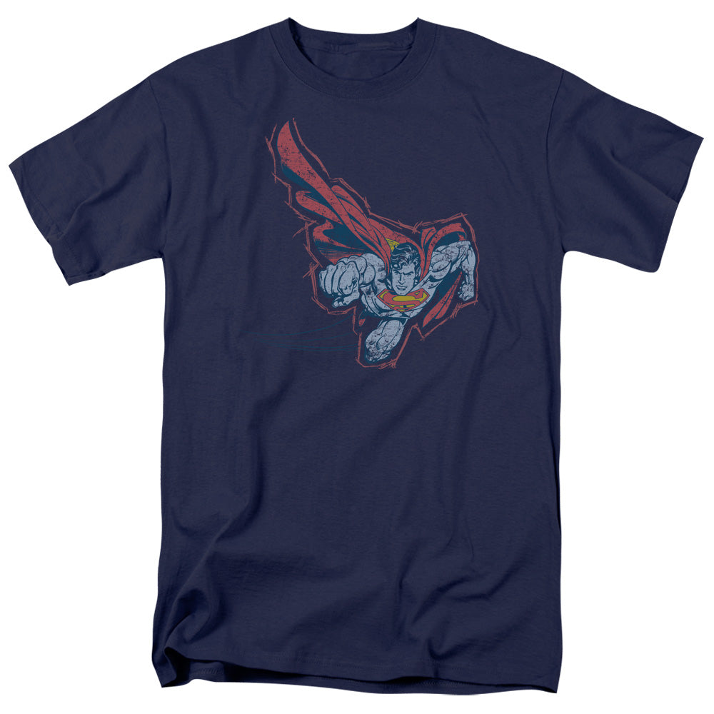 DC Comics - Superman - Scribble & Soar - Adult Unisex T-Shirt - Blue