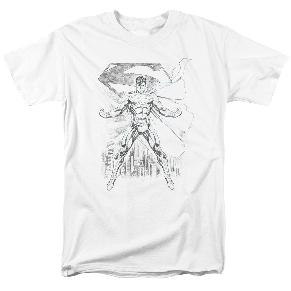 DC Comics - Superman - Super Sketch - Adult Unisex Short Sleeve T-Shirt - White