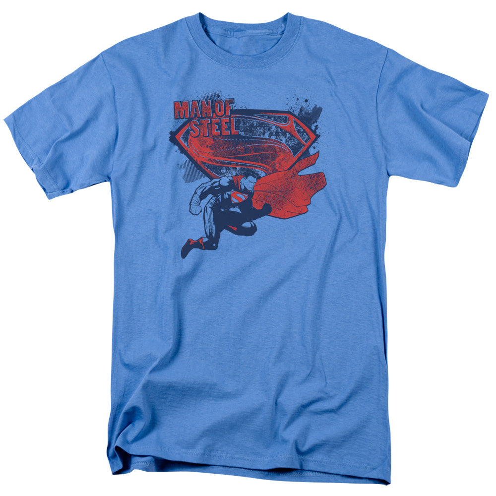 DC Comics - Superman - Man Of Steel Sheild Splat - Adult Unisex T-Shirt - Blue