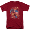 DC Comics - Superman - Through Flame - Adult Unisex Short Sleeve T-Shirt - Red