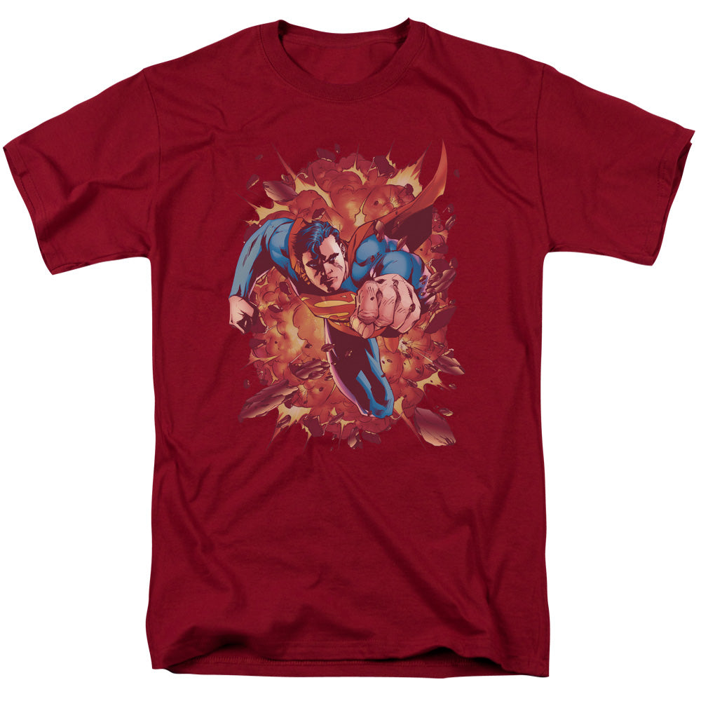 DC Comics - Superman - Through Flame - Adult Unisex Short Sleeve T-Shirt - Red