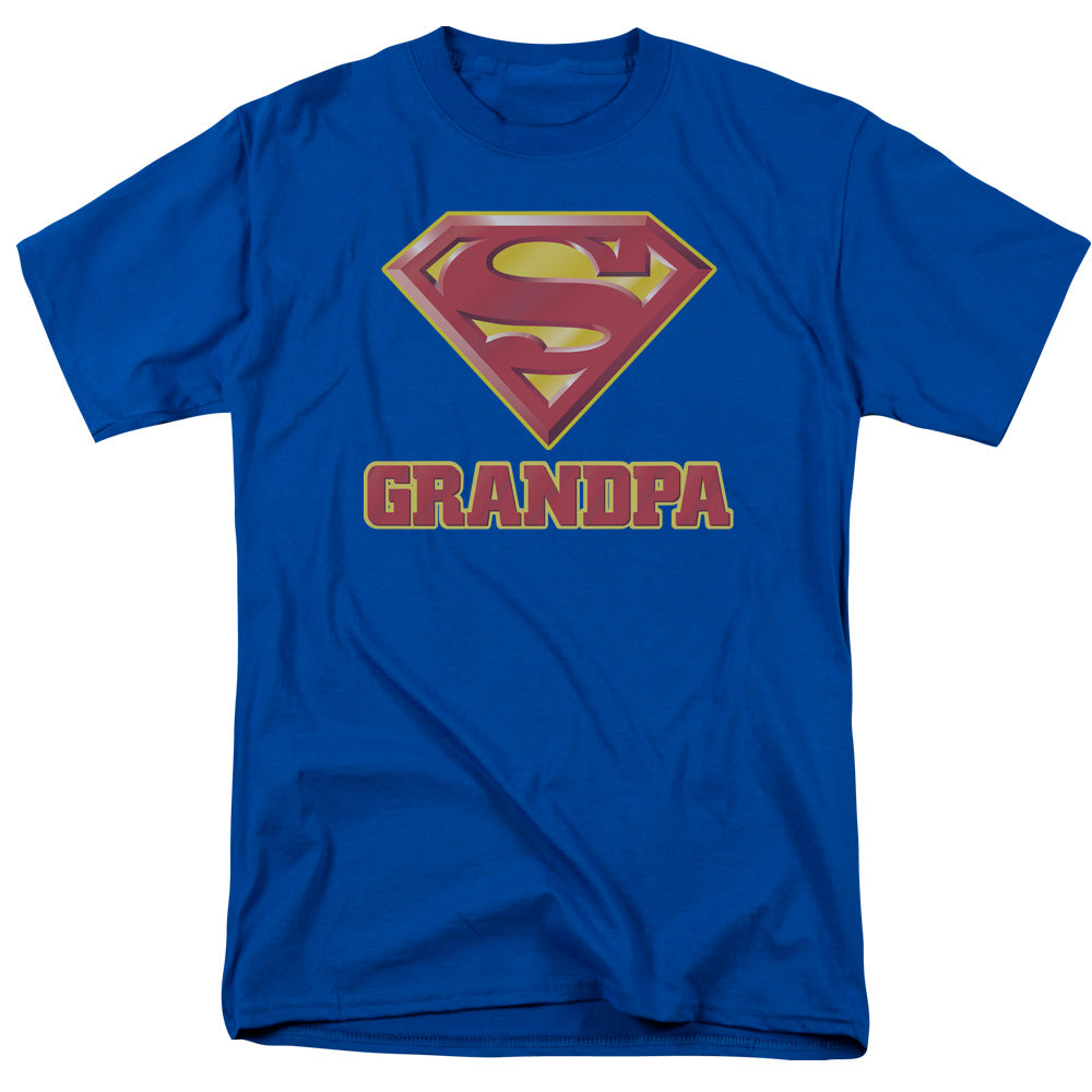 DC Comics - Superman - Super Grandpa - Adult Unisex Short Sleeve T-Shirt - Blue