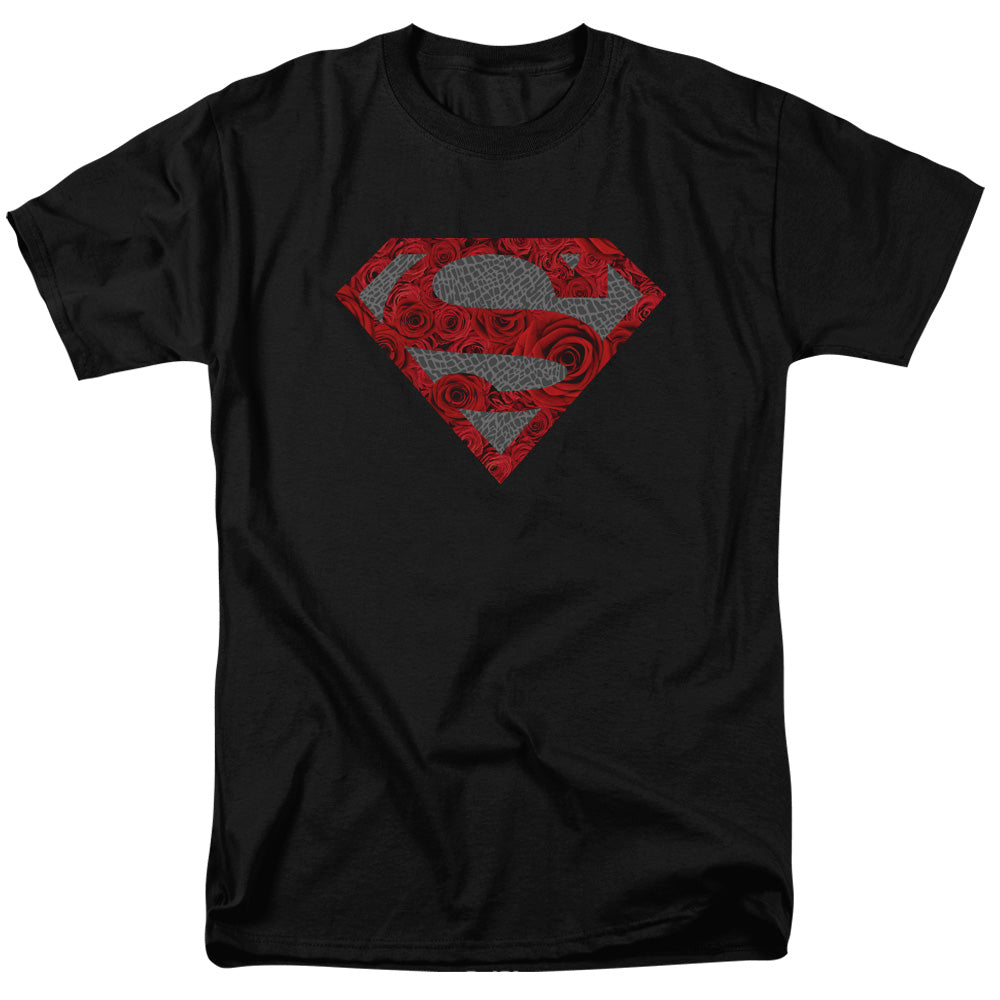 DC Comics - Superman - Elephant Rose Shield - Adult Unisex T-Shirt - Black