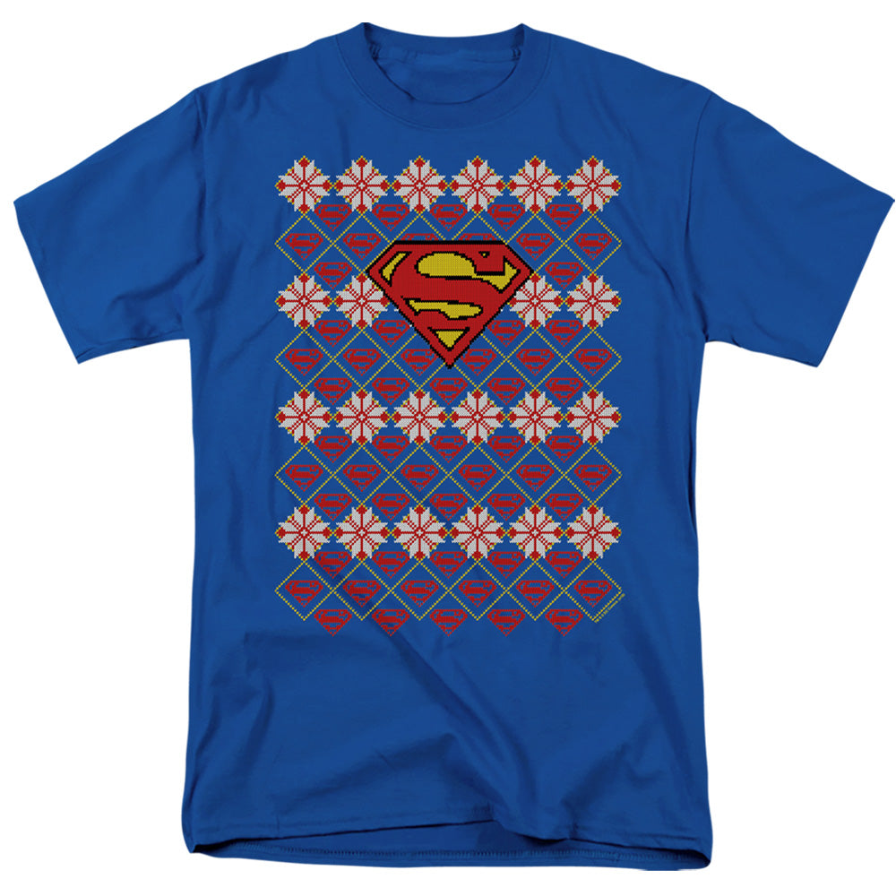 DC Comics - Superman - Christmas Sweater - Adult Unisex T-Shirt - Blue