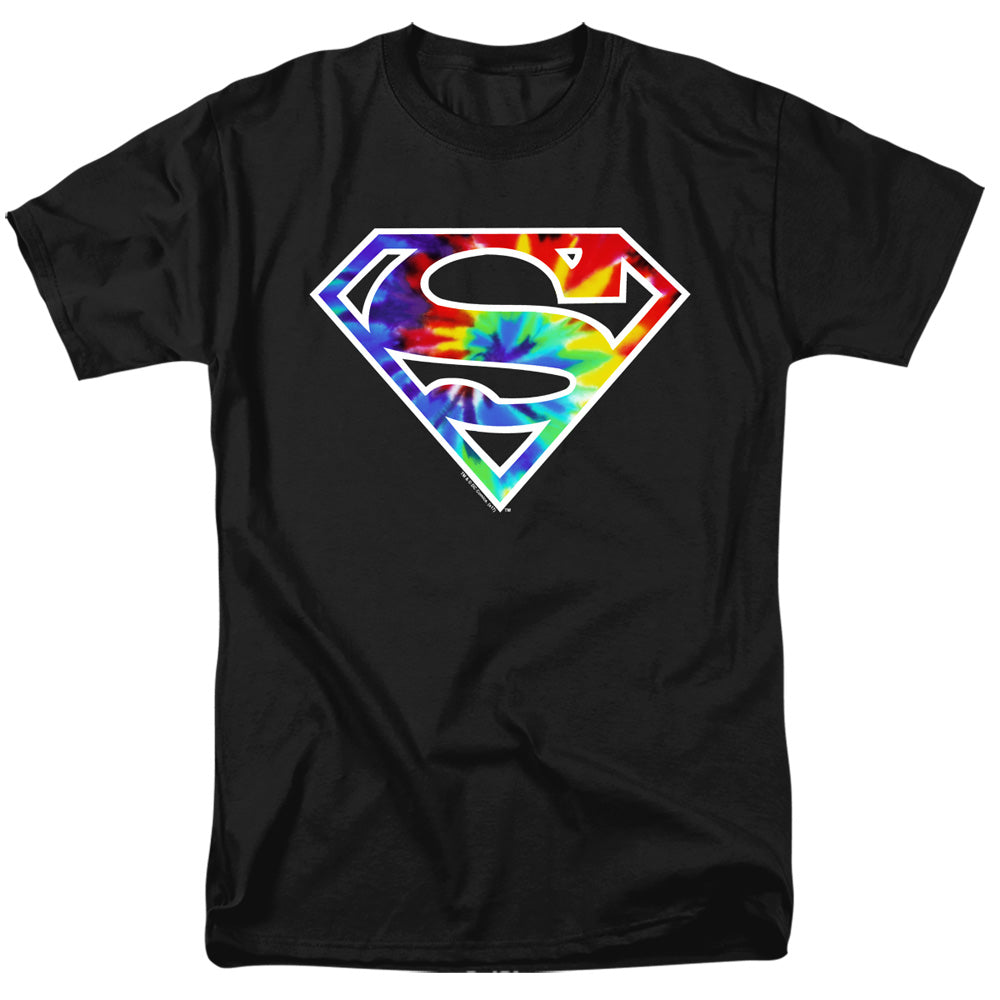 DC Comics - Superman - Tie Dye Logo - Adult Unisex Short Sleeve T-Shirt - Black