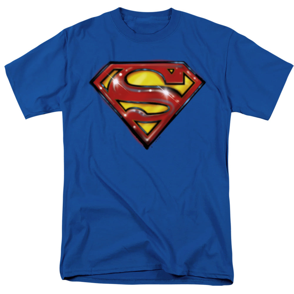 DC Comics - Superman - Superman Airbrush Logo - Adult Unisex T-Shirt - Blue