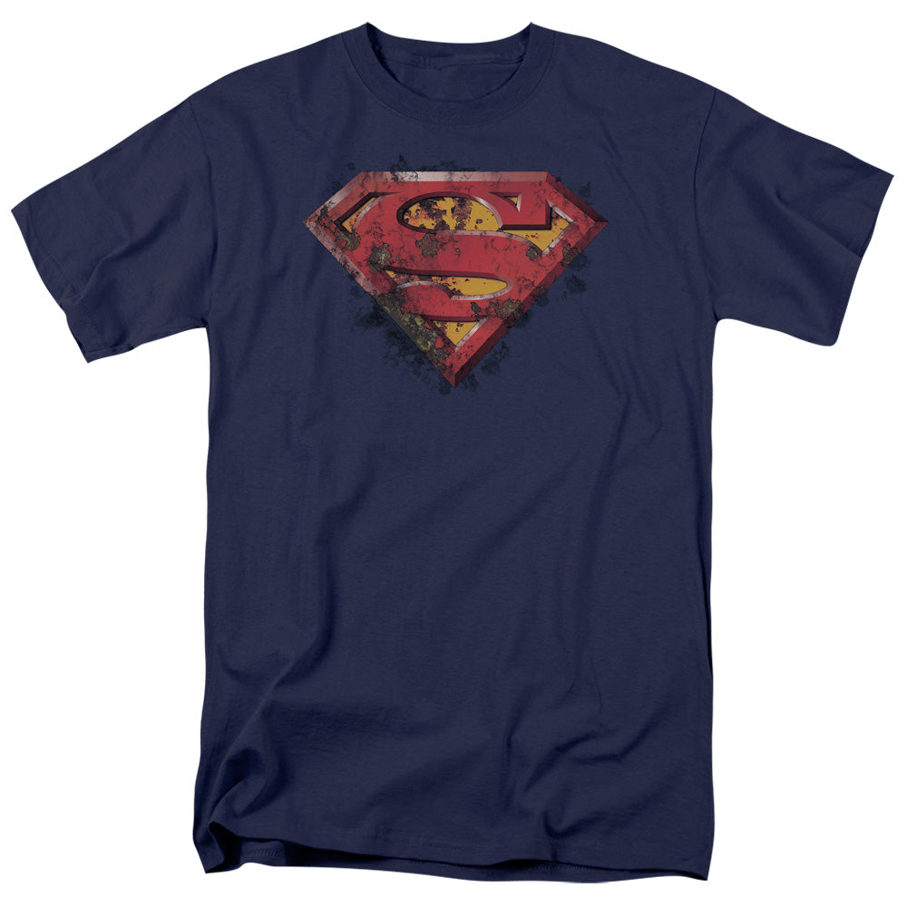 DC Comics - Superman - Rusted Shield - Adult Unisex Short Sleeve T-Shirt - Blue