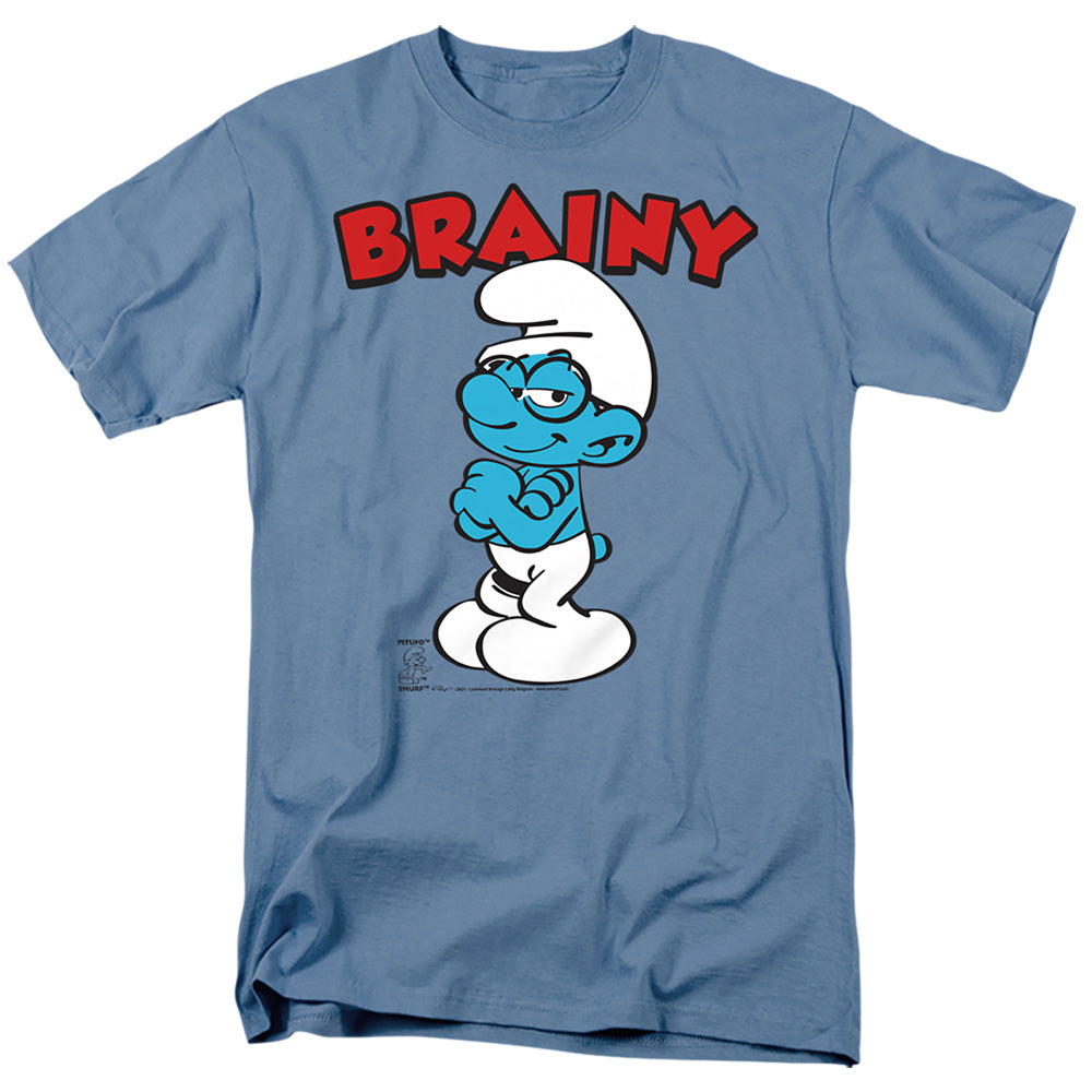 The Smurfs - Brainy - Adult Unisex Short Sleeve T-Shirt - Blue