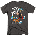 The Smurfs - Gargamel And Azrael - Adult Unisex Short Sleeve T-Shirt - Gray