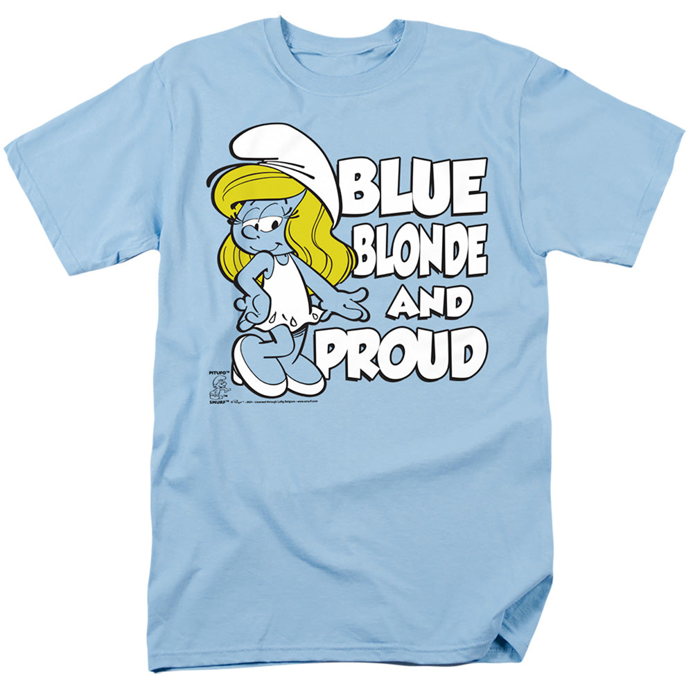 The Smurfs - Blue, Blonde And Proud - Adult Unisex Short Sleeve T-Shirt - Blue