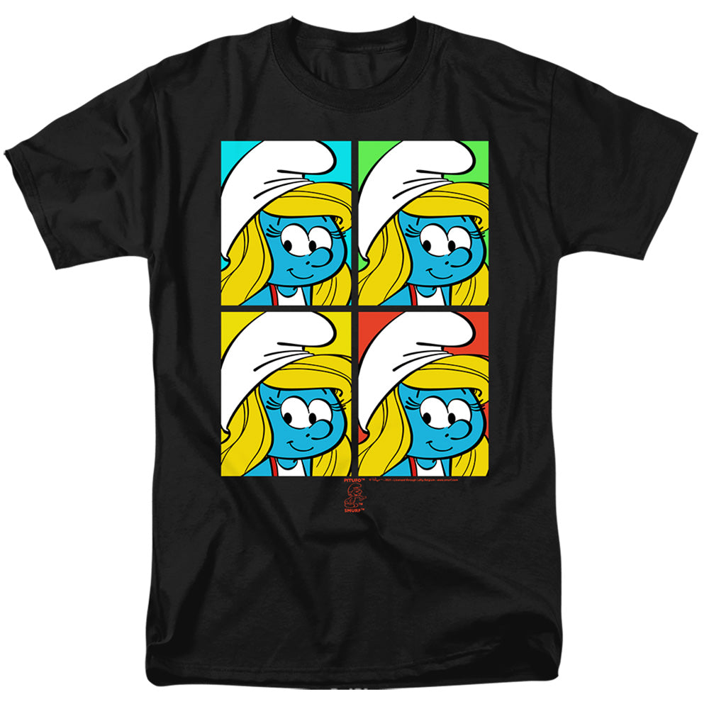 The Smurfs - Tiles - Adult Unisex Short Sleeve T-Shirt - Black
