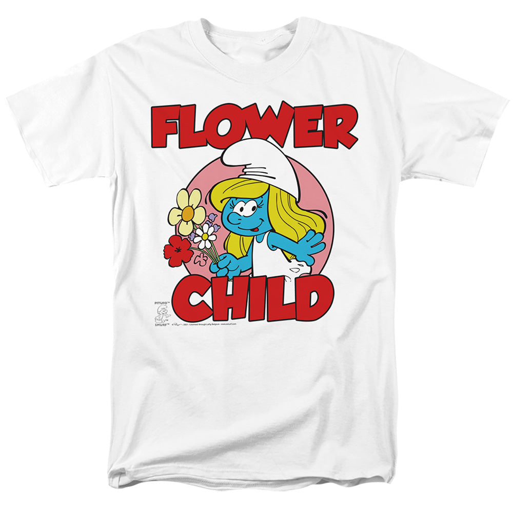 The Smurfs - Flower Child - Adult Unisex Short Sleeve T-Shirt - White