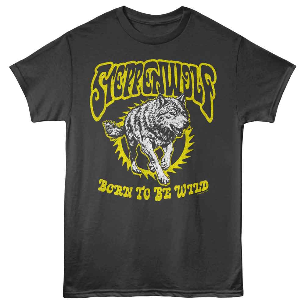 Steppenwolf - Born To Be Wild Wolf - Gray - Front Print Solid Adult Unisex Short Sleeve T-Shirt