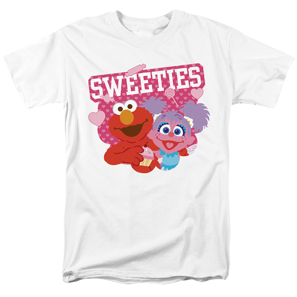 Sesame Street Valentine's Day Sweeties Elmo And Abby Adult Unisex T-Shirt White