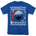 Sesame Street - Cookie Monster Ugly Christmas - Adult Unisex T-Shirt - Blue
